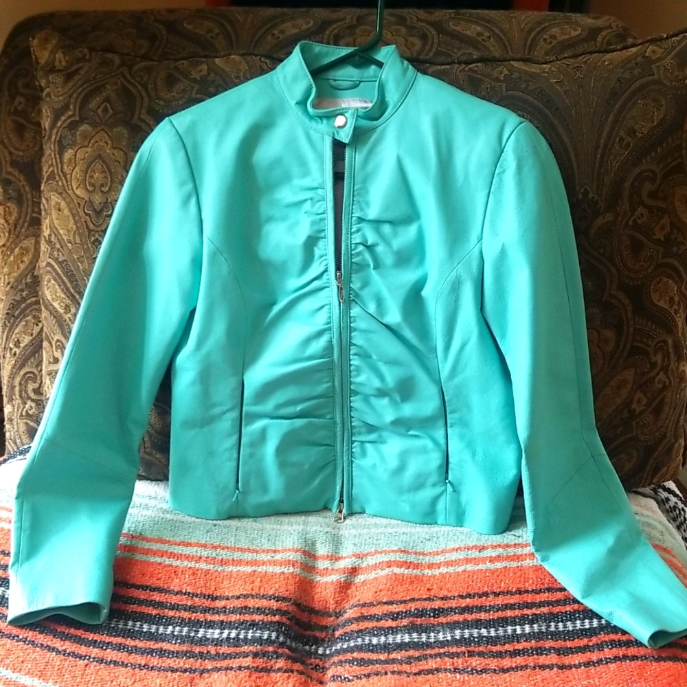 Leather Jacket Coat Wilson's Turquoise Blue